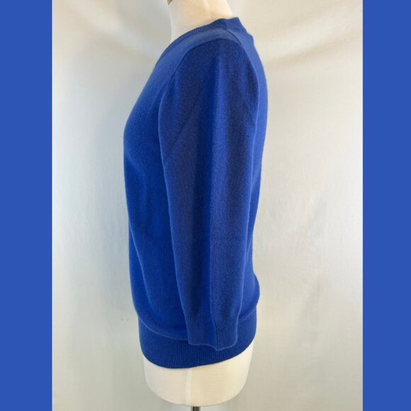 J.Crew Italian Cashmere Crewneck Royal Blue 3/4 Sleeve Sweater - size M - Picture 10 of 11